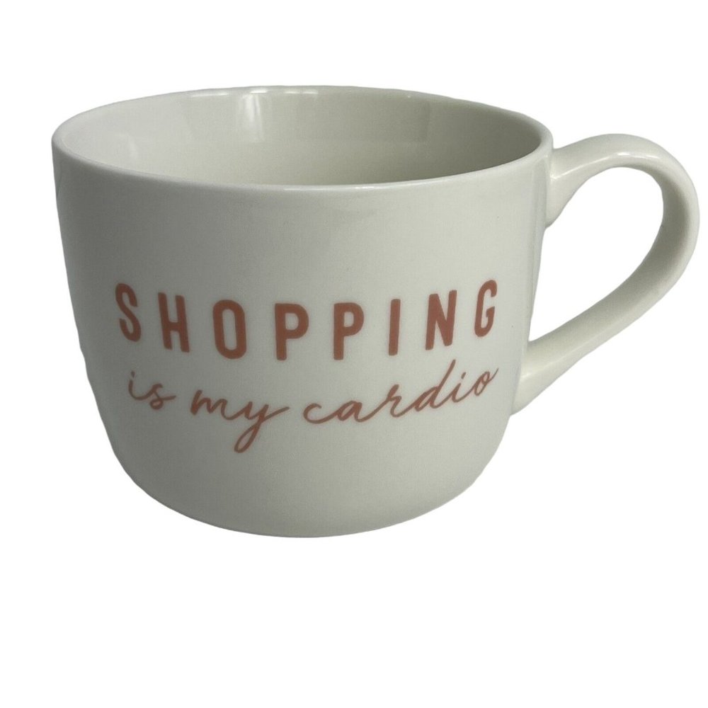 Opalhouse By Target Coffee Mug Shopping Is My Cardio White Pink Cup Porcelain